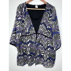 Studio 1940 Womens 18/20W Layered Chiffon‎ Top Purple Blue Zebra Geometric Artsy